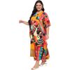 image:imageGypsie Blu Polyester Womens Plus Size Printed Caftan Maxi Dress Bathing Suit CoverUp Loose Fit Summer Casual Outings WearMustard Yellow  Brick Red
