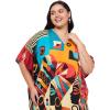 image:imageGypsie Blu Polyester Womens Plus Size Printed Caftan Maxi Dress Bathing Suit CoverUp Loose Fit Summer Casual Outings WearMustard Yellow  Brick Red