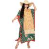 image:imageGypsie Blu Polyester Womens Plus Size Printed Caftan Maxi Dress Bathing Suit CoverUp Loose Fit Summer Casual Outings WearMustard Yellow  Dark Green