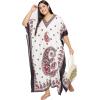 image:imageGypsie Blu Polyester Womens Plus Size Printed Caftan Maxi Dress Bathing Suit CoverUp Loose Fit Summer Casual Outings WearOffwhite