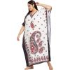 image:imageGypsie Blu Polyester Womens Plus Size Printed Caftan Maxi Dress Bathing Suit CoverUp Loose Fit Summer Casual Outings WearOffwhite