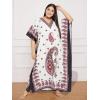 image:imageGypsie Blu Polyester Womens Plus Size Printed Caftan Maxi Dress Bathing Suit CoverUp Loose Fit Summer Casual Outings WearOffwhite