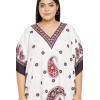 image:imageGypsie Blu Polyester Womens Plus Size Printed Caftan Maxi Dress Bathing Suit CoverUp Loose Fit Summer Casual Outings WearOffwhite