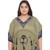 image:imageGypsie Blu Polyester Womens Plus Size Printed Caftan Maxi Dress Bathing Suit CoverUp Loose Fit Summer Casual Outings WearOlive Green