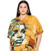 image:imageGypsie Blu Polyester Womens Plus Size Printed Caftan Maxi Dress Bathing Suit CoverUp Loose Fit Summer Casual Outings WearOrange