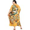 image:imageGypsie Blu Polyester Womens Plus Size Printed Caftan Maxi Dress Bathing Suit CoverUp Loose Fit Summer Casual Outings WearOrange