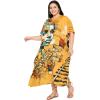 image:imageGypsie Blu Polyester Womens Plus Size Printed Caftan Maxi Dress Bathing Suit CoverUp Loose Fit Summer Casual Outings WearOrange