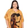 image:imageGypsie Blu Polyester Womens Plus Size Printed Caftan Maxi Dress Bathing Suit CoverUp Loose Fit Summer Casual Outings WearOrange Lady Tribal