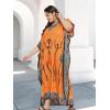 image:imageGypsie Blu Polyester Womens Plus Size Printed Caftan Maxi Dress Bathing Suit CoverUp Loose Fit Summer Casual Outings WearOrange Tribal