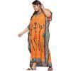 image:imageGypsie Blu Polyester Womens Plus Size Printed Caftan Maxi Dress Bathing Suit CoverUp Loose Fit Summer Casual Outings WearOrange Tribal