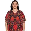 image:imageGypsie Blu Polyester Womens Plus Size Printed Caftan Maxi Dress Bathing Suit CoverUp Loose Fit Summer Casual Outings WearRed Floral
