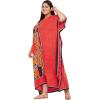 image:imageGypsie Blu Polyester Womens Plus Size Printed Caftan Maxi Dress Bathing Suit CoverUp Loose Fit Summer Casual Outings WearRed Tribal