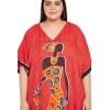 image:imageGypsie Blu Polyester Womens Plus Size Printed Caftan Maxi Dress Bathing Suit CoverUp Loose Fit Summer Casual Outings WearRed Tribal