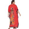 image:imageGypsie Blu Polyester Womens Plus Size Printed Caftan Maxi Dress Bathing Suit CoverUp Loose Fit Summer Casual Outings WearRed Tribal