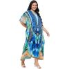 image:imageGypsie Blu Polyester Womens Plus Size Printed Caftan Maxi Dress Bathing Suit CoverUp Loose Fit Summer Casual Outings WearRoyal Blue