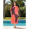 image:imageGypsie Blu Polyester Womens Plus Size Printed Caftan Maxi Dress Bathing Suit CoverUp Loose Fit Summer Casual Outings WearTangerinered