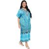 image:imageGypsie Blu Polyester Womens Plus Size Printed Caftan Maxi Dress Bathing Suit CoverUp Loose Fit Summer Casual Outings WearTurquoise Blue