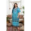 image:imageGypsie Blu Polyester Womens Plus Size Printed Caftan Maxi Dress Bathing Suit CoverUp Loose Fit Summer Casual Outings WearTurquoise Blue