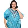 image:imageGypsie Blu Polyester Womens Plus Size Printed Caftan Maxi Dress Bathing Suit CoverUp Loose Fit Summer Casual Outings WearTurquoise Blue