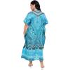 image:imageGypsie Blu Polyester Womens Plus Size Printed Caftan Maxi Dress Bathing Suit CoverUp Loose Fit Summer Casual Outings WearTurquoise Blue