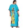 image:imageGypsie Blu Polyester Womens Plus Size Printed Caftan Maxi Dress Bathing Suit CoverUp Loose Fit Summer Casual Outings WearTurquoise Lady Tribal