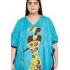 image:imageGypsie Blu Polyester Womens Plus Size Printed Caftan Maxi Dress Bathing Suit CoverUp Loose Fit Summer Casual Outings WearTurquoise Lady Tribal