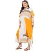 image:imageGypsie Blu Polyester Womens Plus Size Printed Caftan Maxi Dress Bathing Suit CoverUp Loose Fit Summer Casual Outings WearWhite  Mustard Yellow