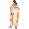image:imageGypsie Blu Polyester Womens Plus Size Printed Caftan Maxi Dress Bathing Suit CoverUp Loose Fit Summer Casual Outings WearWhite  Mustard Yellow