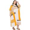 image:imageGypsie Blu Polyester Womens Plus Size Printed Caftan Maxi Dress Bathing Suit CoverUp Loose Fit Summer Casual Outings WearWhite  Mustard Yellow