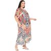 image:imageGypsie Blu Polyester Womens Plus Size Printed Caftan Maxi Dress Bathing Suit CoverUp Loose Fit Summer Casual Outings WearWhite