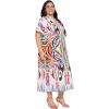 image:imageGypsie Blu Polyester Womens Plus Size Printed Caftan Maxi Dress Bathing Suit CoverUp Loose Fit Summer Casual Outings WearWhite Abstract