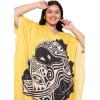 image:imageGypsie Blu Polyester Womens Plus Size Printed Caftan Maxi Dress Bathing Suit CoverUp Loose Fit Summer Casual Outings WearYellow