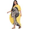 image:imageGypsie Blu Polyester Womens Plus Size Printed Caftan Maxi Dress Bathing Suit CoverUp Loose Fit Summer Casual Outings WearYellow