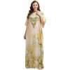 image:imageGypsie Blu Plus Size Satin Silk Printed Caftan Dress Stylish Maxi Kimono Dress Loose Flowing Gown for Women Party Resort WearCream Floral