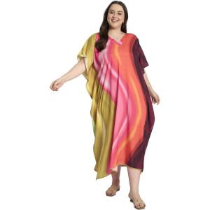 image:imageGypsie Blu Polyester Womens Plus Size Printed Caftan Maxi Dress Bathing Suit CoverUp Loose Fit Summer Casual Outings WearBright Pink  Orange