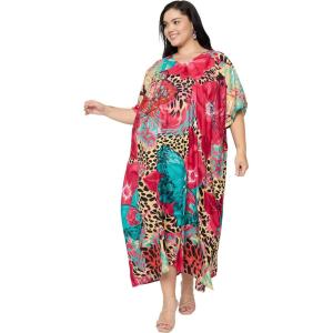 image:imageGypsie Blu Polyester Womens Plus Size Printed Caftan Maxi Dress Bathing Suit CoverUp Loose Fit Summer Casual Outings WearBurgundy  Turquoise