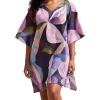 image:imageGypsie Blu Cotton Silk Printed Short Caftan Dress Stylish Tunic Top Party Outing Wear Loose Fit Summer Casual Boho for WomenDeep Navy Blue