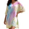 image:imageGypsie Blu Cotton Silk Printed Short Caftan Dress Stylish Tunic Top Party Outing Wear Loose Fit Summer Casual Boho for WomenSoft Beige