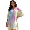 image:imageGypsie Blu Cotton Silk Printed Short Caftan Dress Stylish Tunic Top Party Outing Wear Loose Fit Summer Casual Boho for WomenSoft Beige