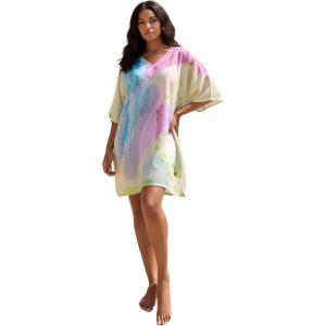 image:imageGypsie Blu Cotton Silk Printed Short Caftan Dress Stylish Tunic Top Party Outing Wear Loose Fit Summer Casual Boho for WomenSoft Beige