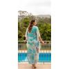 image:imageGypsie Blu Women Caftan Dress Plus Size Satin Silk Printed Beach Cover Up Maxi Dresses Kimono Sleeve for Holidays Lounge WearSoft Aqua Blue
