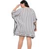 image:imageGypsie Blu Mini Dress Black And White Striped Printed Polyester Tunic Tops Plus Size Beach Cover Ups for Women