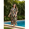 image:imageGypsie Blu Caftans for Women Plus Size Polyester Maxi Beach Dresses Bathing Suit Long Kaftan Swimsuit Coverup House DressBlack Leaf
