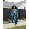 image:imageGypsie Blu Caftans for Women Plus Size Polyester Maxi Beach Dresses Bathing Suit Long Kaftan Swimsuit Coverup House DressBlue