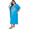 image:imageGypsie Blu Caftans for Women Plus Size Polyester Maxi Beach Dresses Bathing Suit Long Kaftan Swimsuit Coverup House DressBright Turquoise Blue