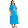 image:imageGypsie Blu Caftans for Women Plus Size Polyester Maxi Beach Dresses Bathing Suit Long Kaftan Swimsuit Coverup House DressBright Turquoise Blue