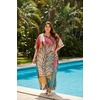image:imageGypsie Blu Caftans for Women Plus Size Polyester Maxi Beach Dresses Bathing Suit Long Kaftan Swimsuit Coverup House DressCoral Pink