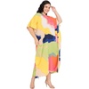 image:imageGypsie Blu Womens Plus Size Printed Caftan Maxi Dress Beach Cover Up Summer Dress VNeck Kimono Sleeve Lounge WearAbstract