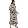 image:imageGypsie Blu Womens Plus Size Printed Caftan Maxi Dress Beach Cover Up Summer Dress VNeck Kimono Sleeve Lounge WearBlack  Beige