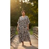 image:imageGypsie Blu Womens Plus Size Printed Caftan Maxi Dress Beach Cover Up Summer Dress VNeck Kimono Sleeve Lounge WearBlack  Beige